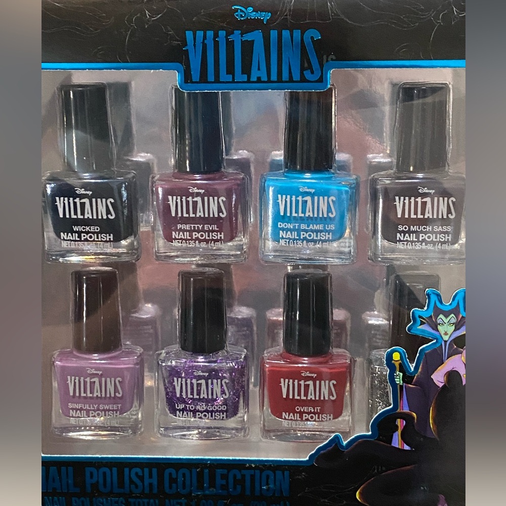 Disney Villains Nail Polish Collection - Red, Blue, Purple, Silver 8 pack - Picture 2 of 3